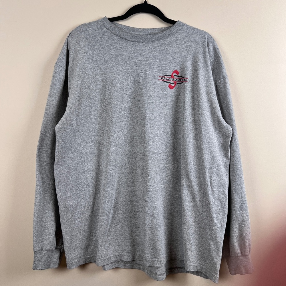 Cotton Exchange NC State Long Sleeve Gray T shirt Men’s 2XL Logo Cotton Poly USA